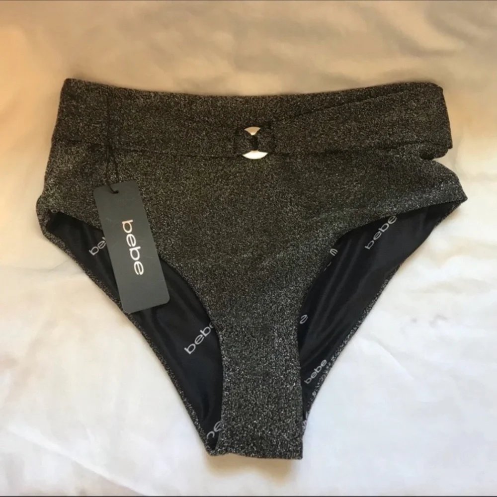 Bebe bikini swimsuit metallic shimmer NWT